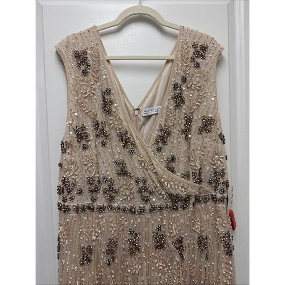 MAC DUGGAL Plus Size 24 Beige 93575 Embellished A-Line Evening Gown Dress $998 - Picture 8 of 16
